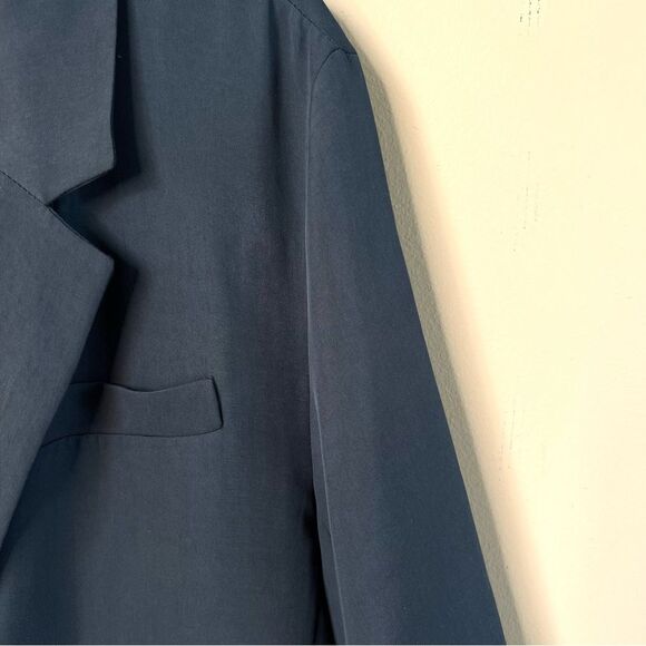 Zara Oversized Slate Blue One Button Front Faux Pocket Soft Blazer Size L - Picture 11 of 16
